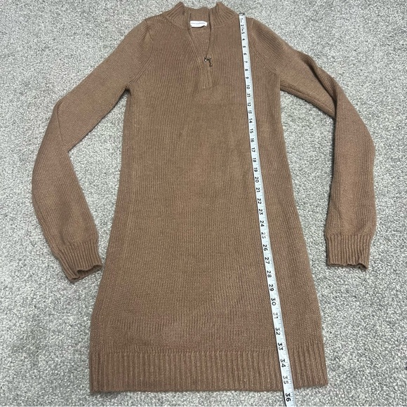 Lovers and Friends Dress Womens Small Camel Tan Anthea Sweater Long Sleeve Zip - Picture 2 of 7
